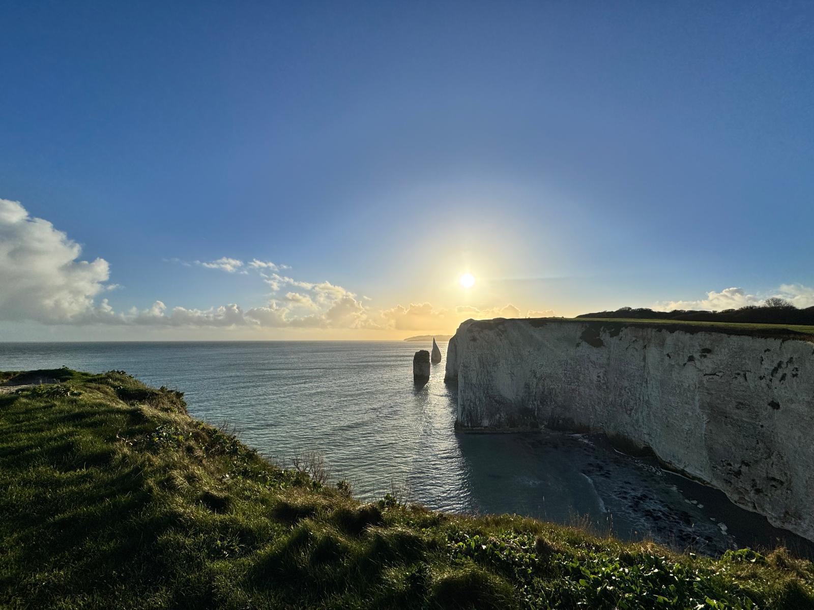 Coastal cliffs at sunset