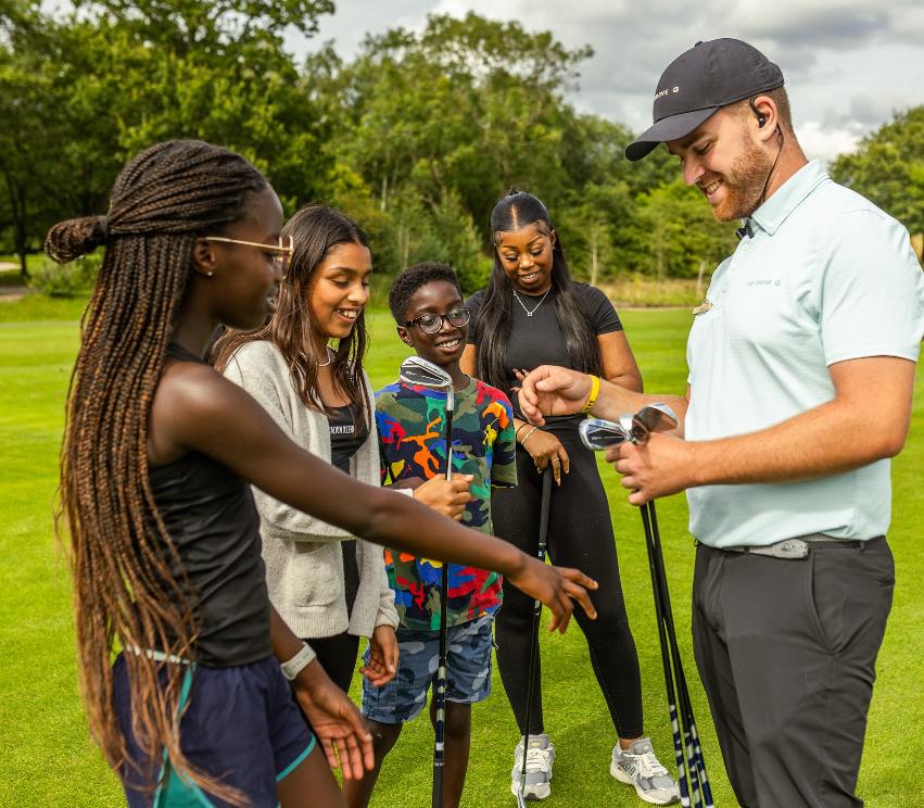 Young people at a junior golf retreat